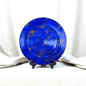 Vintage Neiman Marcus 1980s Lapis Lazuli Blue Gold 12" Porcelain Chop Plate